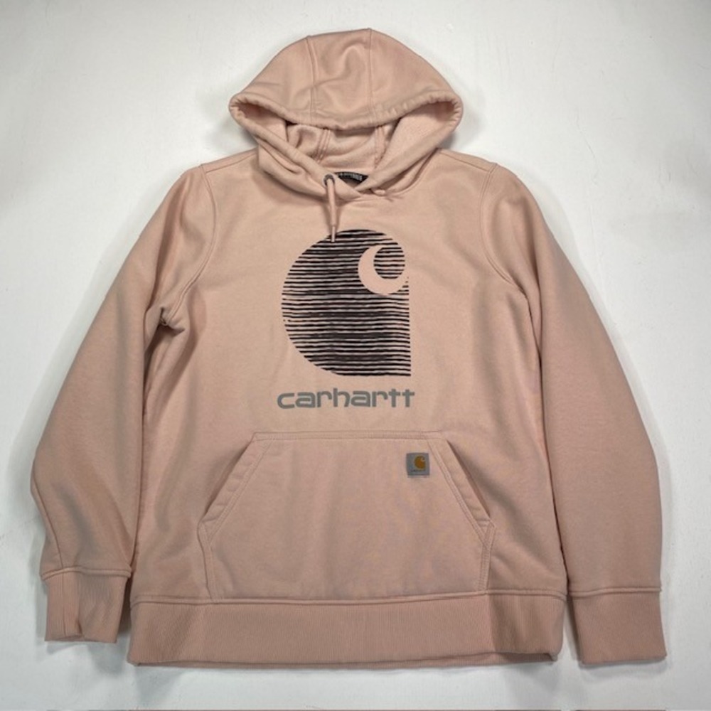Carhartt Rain Defender Pink Relaxed Fit Graphic Logo Hoodie Womens Large